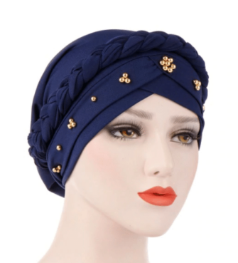 Turban tressé avec perles